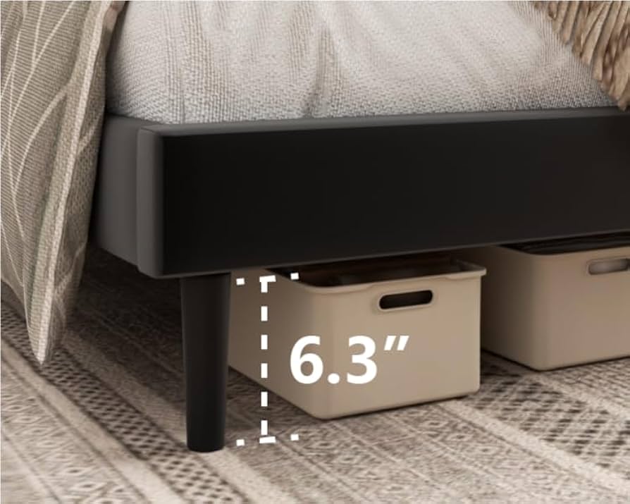プラットフォームベッド、クイーンサイズのマットレス Platform Bed ローベッド クイーン 棚付きコンセント2口 木製